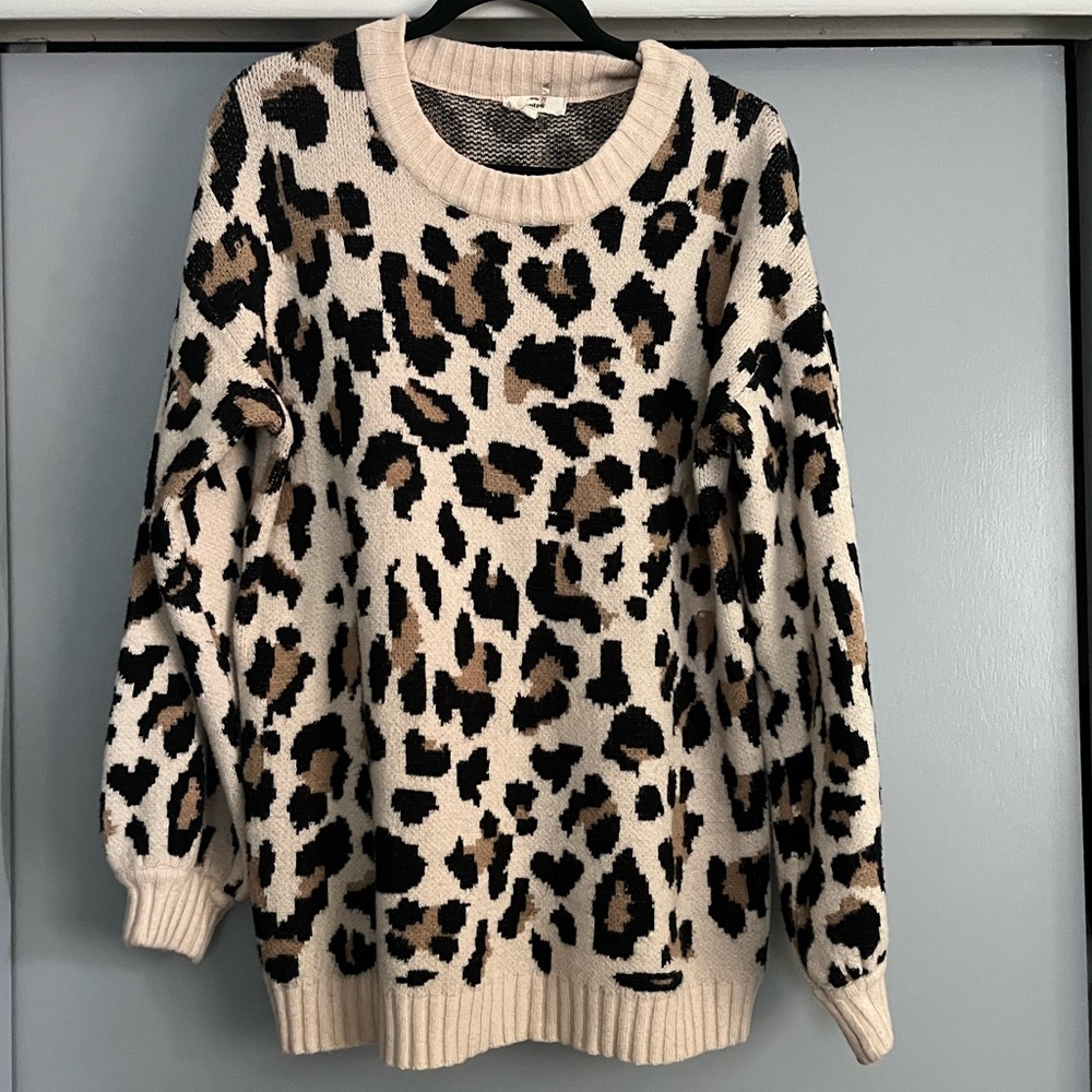 Leopard print pullover sweater